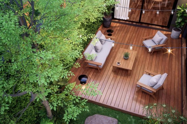 Lames de bois de terrasse